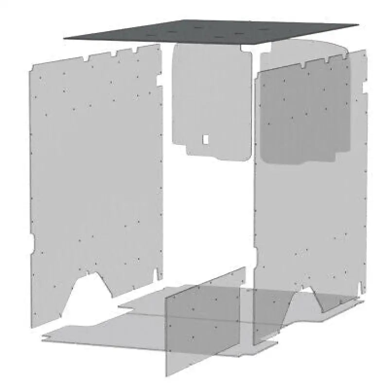 Exploded view of Legend Fleet Duratherm ceiling liner interior panel kit for van