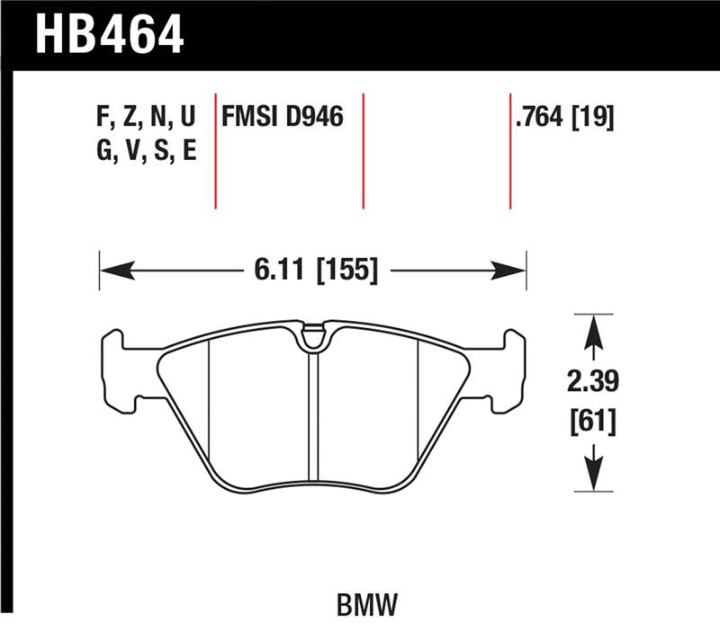 Hawk Performance HB464E.764 Hawk 01-06 BMW 330Ci / 01-05 330i/330Xi / 01-06 M3 Blue 9012 Front Race Brake Pads