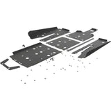 Black metal Seizmik skid plate kit with tree kickers for vehicle protection