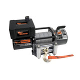 Electric milemarker trailer winch with hook for secure hauling and easy loading