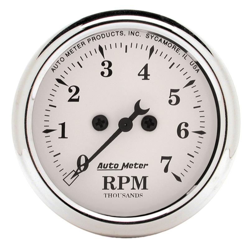 AutoMeter 1612 Autometer Old Tyme White 3-3/8in Short Sweep Electric Quad Gauge-Oil Press 0-100 PSI/Water Temp100- - 1612