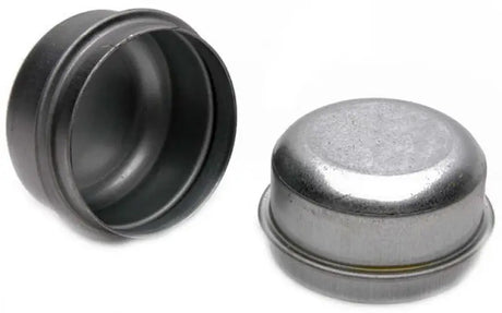 Two metal dust caps for Raybestos Electric Trailer Brakes on electric trailer brakes