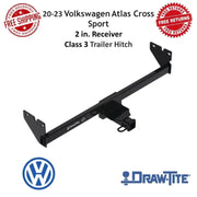 Black trailer hitch for VW Atlas, Draw Tite Class III receiver hitch, durable and easy to install