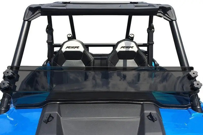 Blue utility vehicle with dark tinted rear windshield for 77-4250-T Spike Half Windshield