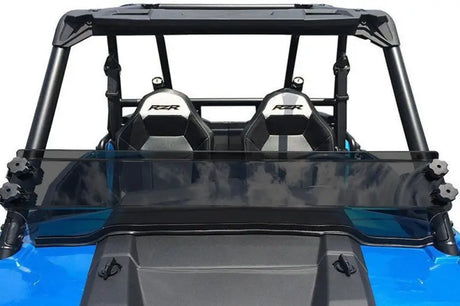 Blue utility vehicle with dark tinted rear windshield for 77-4250-T Spike Half Windshield