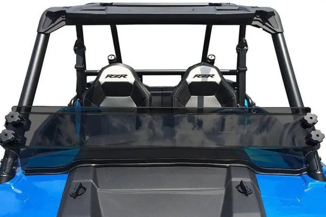 Blue utility vehicle with dark tinted rear windshield for 77-4250-T Spike Half Windshield