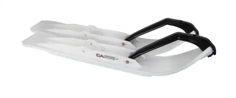 White pair of Extreme Xt Pro skis with black handles for pro skis white enthusiasts