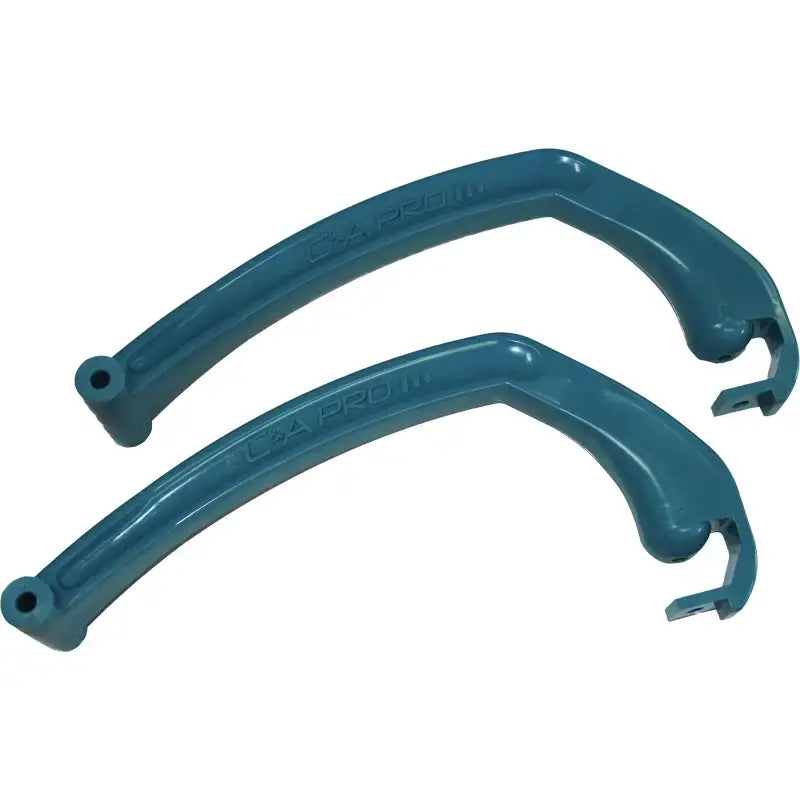 Teal ski loops C&A with curved plastic handles and attachment points