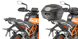 Motorcycle with and without a rear top case showcasing 7707FZ Top Case Hardware for hard luggage mounting