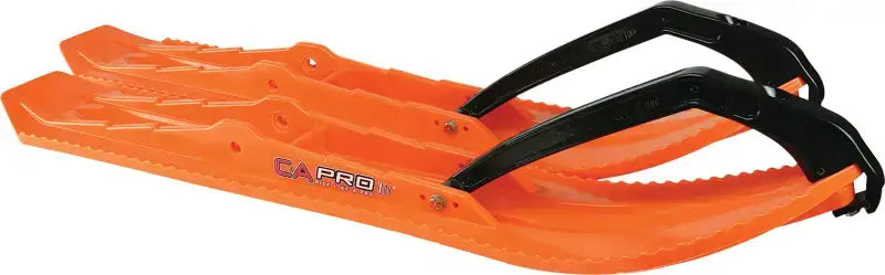 Orange snowmobile skis with black handles from 77100399 Boondocking Xtreme Pro Skis, perfect for RV parts & accessories and truck parts