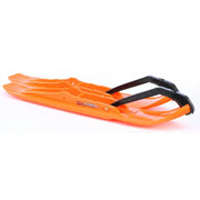 Bright orange XCS Pro Skis snow sleds with black handles for fun winter rides