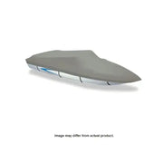Grey Carver Boat Cover fitted over a V-19 I/O personal watercraft for protection