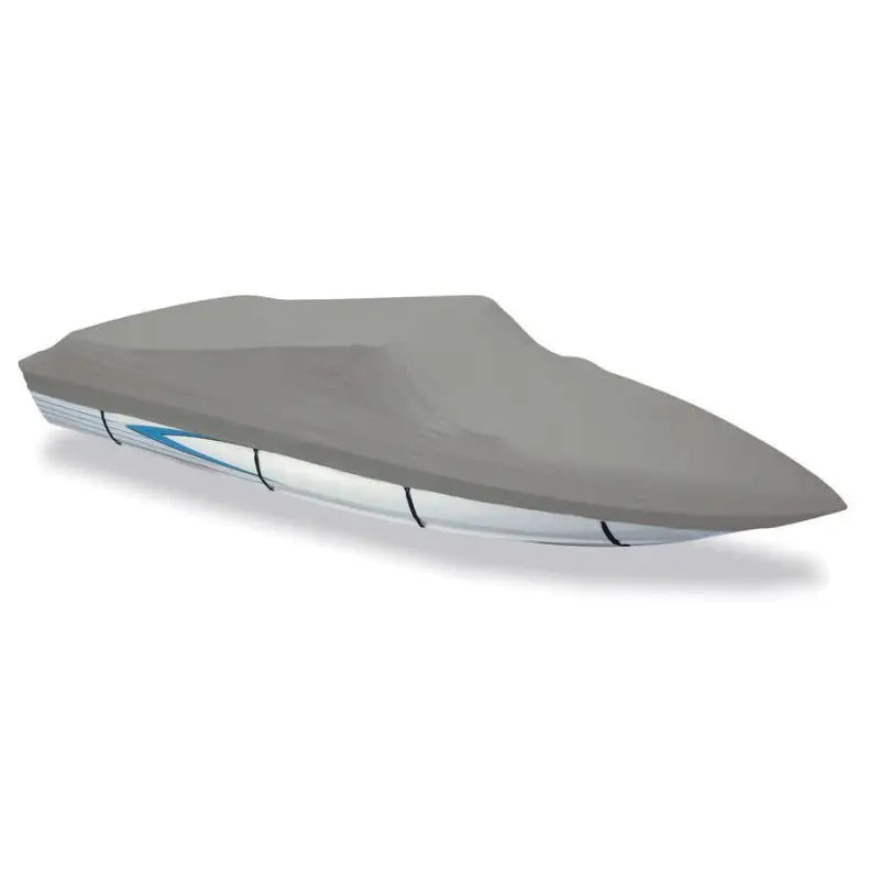 Gray boat cover over a watercraft for Carver Boat Cover V-20 I/O protection