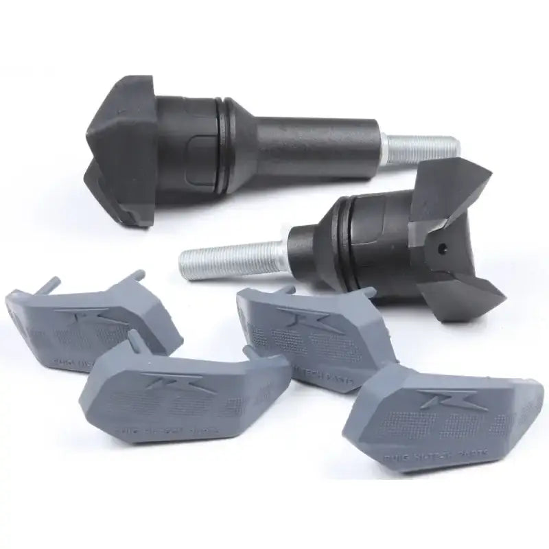 Motorcycle 7724N frame sliders and covers on R19 Black Yam bike for protection