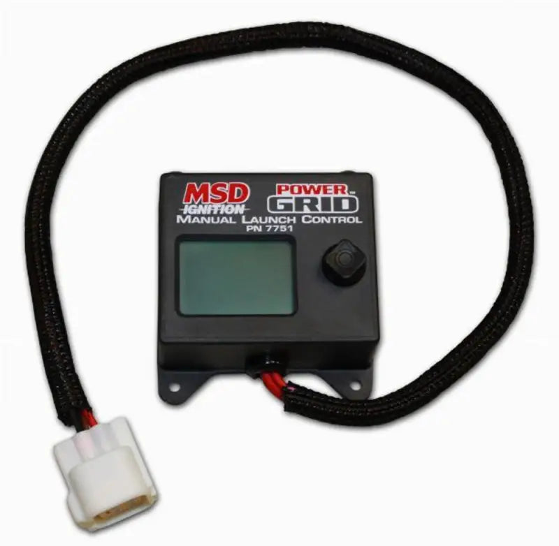 Black MSD Power Grid manual launch control module with wiring for MSD Power Grid system