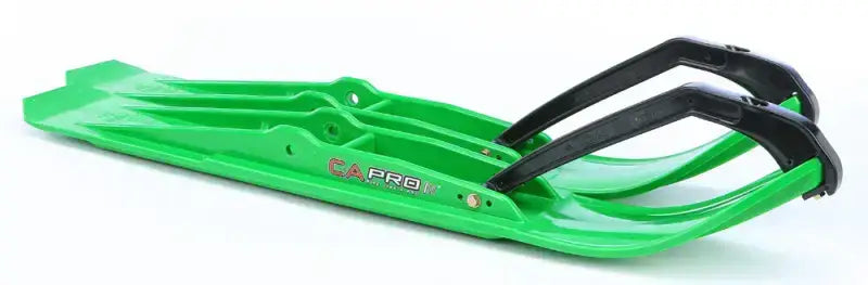 Green snowmobile ski with black handles from Razor Pro Skis for pro skis fans