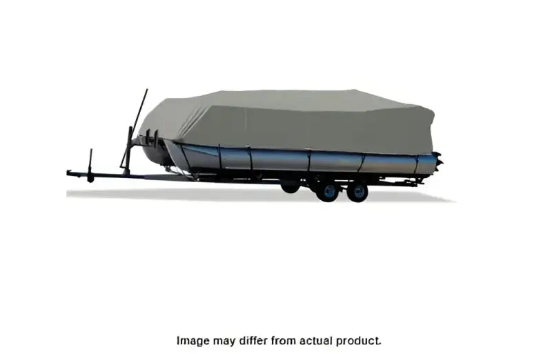 Covered Pontoon Boat on Trailer with Carver Boat Cover, model 77518S-11 Fed-18
