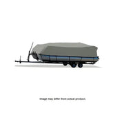 Covered Pontoon Boat on Trailer with Carver Boat Cover, model 77518S-11 Fed-18