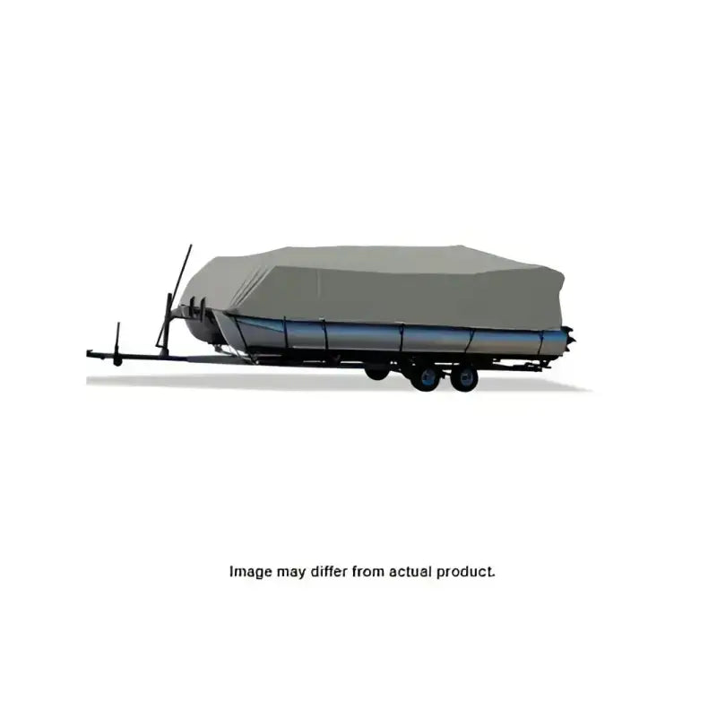 Covered Pontoon Boat on Trailer with Carver Boat Cover, model 77518S-11 Fed-18
