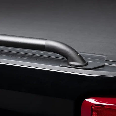 Black SSR Locker side rails on Toyota truck bed rack for added style and utility