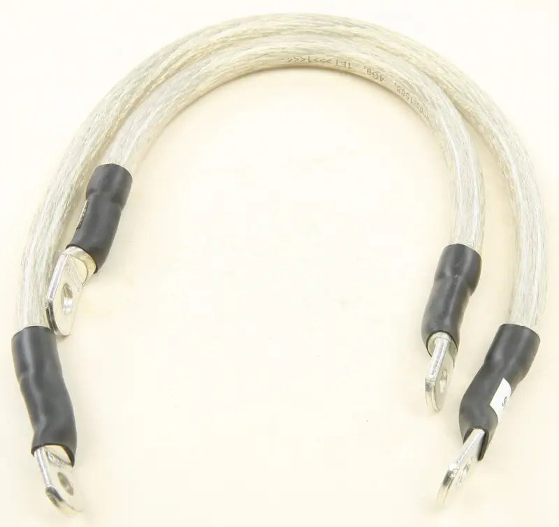 Clear-sleeved electrical cables with black wrap and silver ring terminals for Balls Battery 79-3010