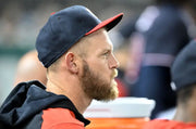 Bearded man in baseball cap on Be Cool Sure Grip Cap Display showing grip cap style