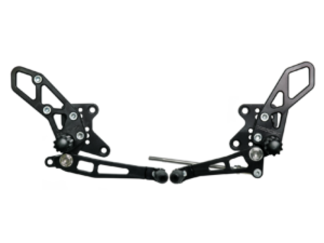 Vortex Racing 08-13 Kawasaki EX250 Ninja,13-17 EX300 Ninja Adjustable Rearsets- Black - Vortex Racing