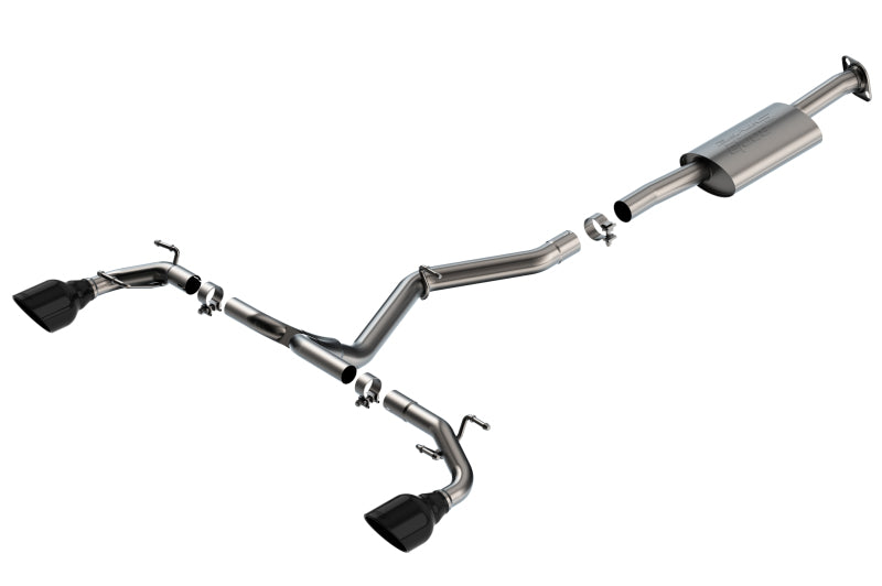 Keystone 140909BC Exhaust System Kit T-304 Stainless Steel; With Muffler; 2-1/2 Inch Pipe Diameter; Single Exhaust With Dual Exit; Single Split Rear Exit; 5 Inch Black Chrome On T-304 Stainless Steel Tips