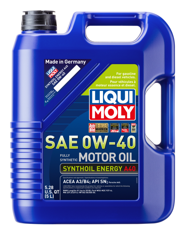 LIQUI MOLY 2050 LIQUI MOLY 5L Synthoil Energy A40 Motor Oil SAE 0W40 - Case of 4