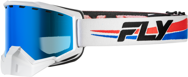 Focus Snow Goggle Whte/Red/Blu W/Dark Blue Mirror/Smoke Lens
