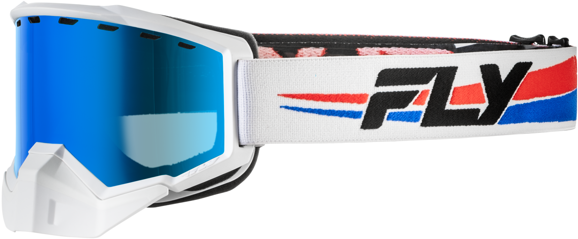 Focus Snow Goggle Whte/Red/Blu W/Dark Blue Mirror/Smoke Lens