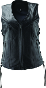 River Road Sapphire Leather Vest Black Womens - Medium - 094445