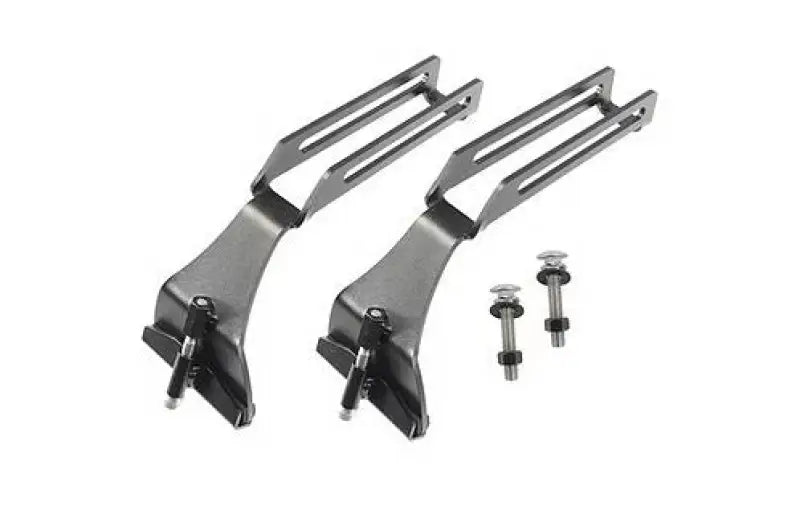 Two metal rack clk gutter brackets with hardware for exposed rack clk gutter setup