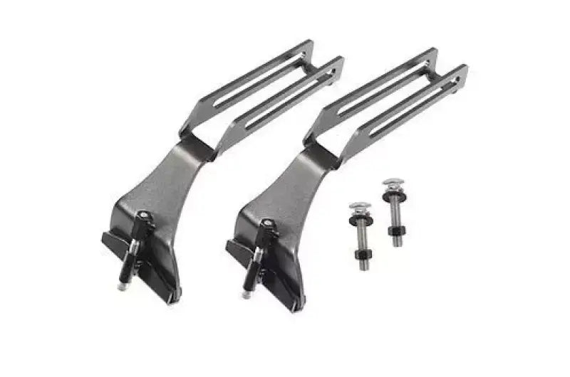 Two metal rack mounts with hardware for 8-00-9791 Exposed Rack Clk Gutter Pair