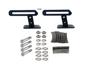 Black metal mounting brackets with hardware for Exposed Rack 2 High Rail Bracket B200