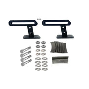 Black metal mounting brackets with hardware for Exposed Rack 2 High Rail Bracket B200