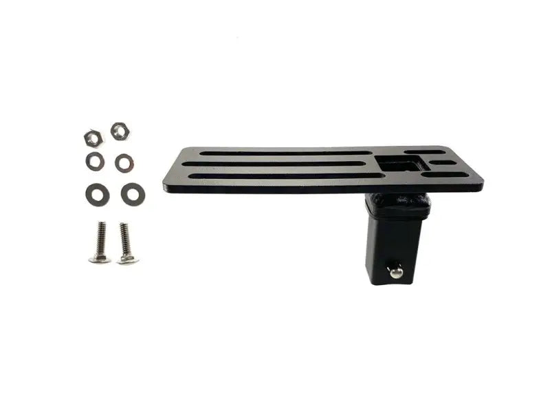 Black metal exposed rack click-in universal bracket with screws and washers