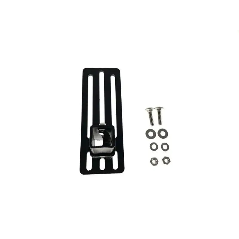 Black slotted mounting bracket with hardware for Exposed Rack Click-In Brkt B15