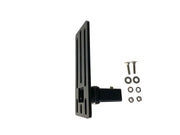 Black metal license plate holder with hardware for exposed rack click-in universal bracket