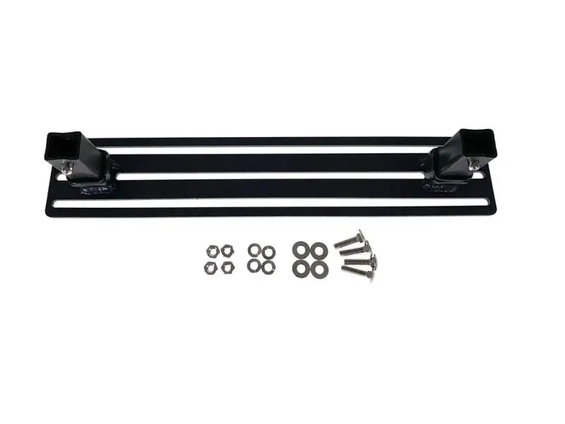 Black metal exposed rack click-in dbl bracket with hardware for secure trailer hitch mount