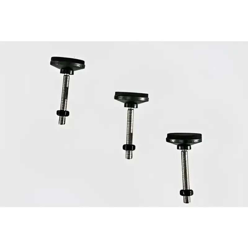 Three stainless steel 5in SS feet for exposed rack stability