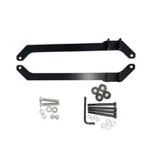 Black metal support brackets and hardware for exposed rack with included bolts