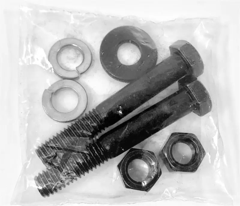 Plastic bag with stainless steel hex bolts, nuts, washers for exposed rack setup