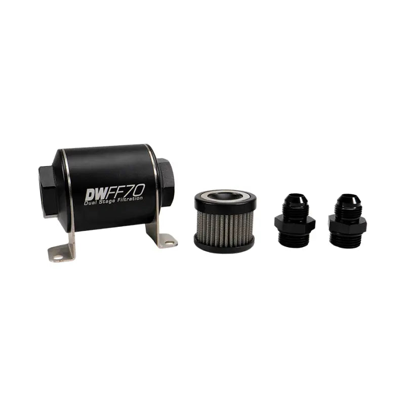 DeatschWerks 8-03-070-010K-8 8-03-070-010K-8 DeatschWerks Stainless Steel 8AN 10 Micron Universal Inline Fuel Filter Housing Kit (70mm)