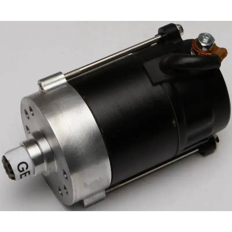 Black and silver electric motor for 80-1007 Big Twin Starter high torque with threaded output