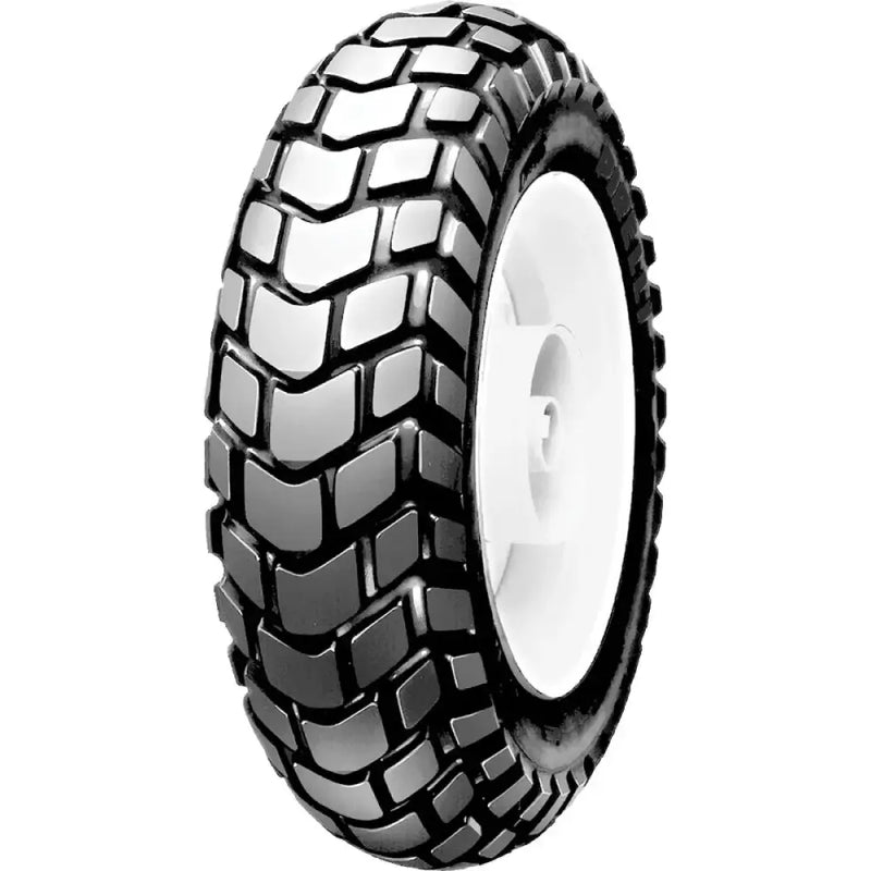 Black and gray SL60 scooter tire with block tread and white hub for Pirelli SL60 scooter