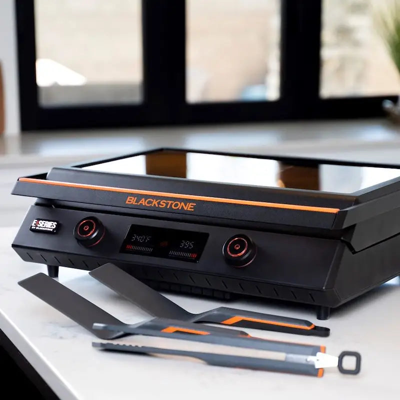 Cook indoors or outdoors with the 8001 Blackstone E-Series 22' Electric Tabletop Griddle featuring a large LCD display.