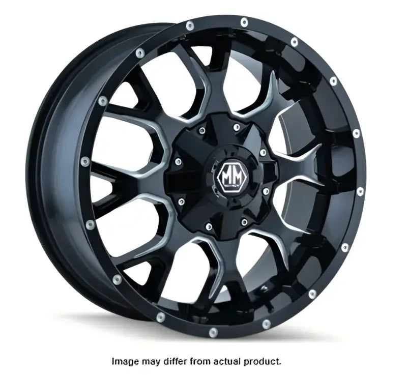 8015-8937M Wheel Group Warrior with black and milled spokes, 18-inch size. Sleek and durable design ideal for RV, automotive, powersports, off-road, marine, exterior, truck accessories, interior, truck bed, RV parts enthusiasts. Wheels & Tires, Wheel and Tire Accessories, Wheels, AVADA - Best Sellers, Tires and Wheels Parts for Powersports