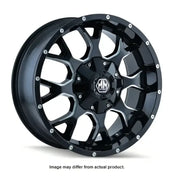 8015-8937M Wheel Group Warrior with black and milled spokes, 18-inch size. Sleek and durable design ideal for RV, automotive, powersports, off-road, marine, exterior, truck accessories, interior, truck bed, RV parts enthusiasts. Wheels & Tires, Wheel and Tire Accessories, Wheels, AVADA - Best Sellers, Tires and Wheels Parts for Powersports