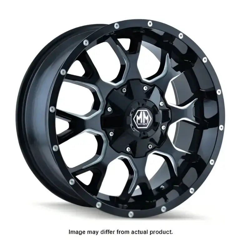 8015-8937M Wheel Group Warrior with black and milled spokes, 18-inch size. Sleek and durable design ideal for RV, automotive, powersports, off-road, marine, exterior, truck accessories, interior, truck bed, RV parts enthusiasts. Wheels & Tires, Wheel and Tire Accessories, Wheels, AVADA - Best Sellers, Tires and Wheels Parts for Powersports